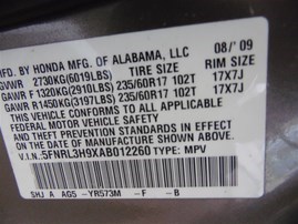 2010 Honda Odyssey Touring Gold 3.5L AT 2WD #A24949